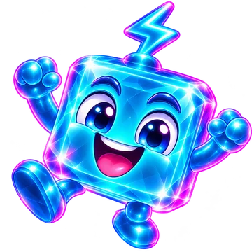 The GemStorm mascot, a cheering blue gem